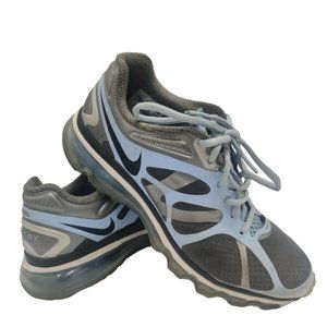 NIKE Air Max + 2012 Women 8.5 Running Shoes 487679-002 Black Gray Light Blue